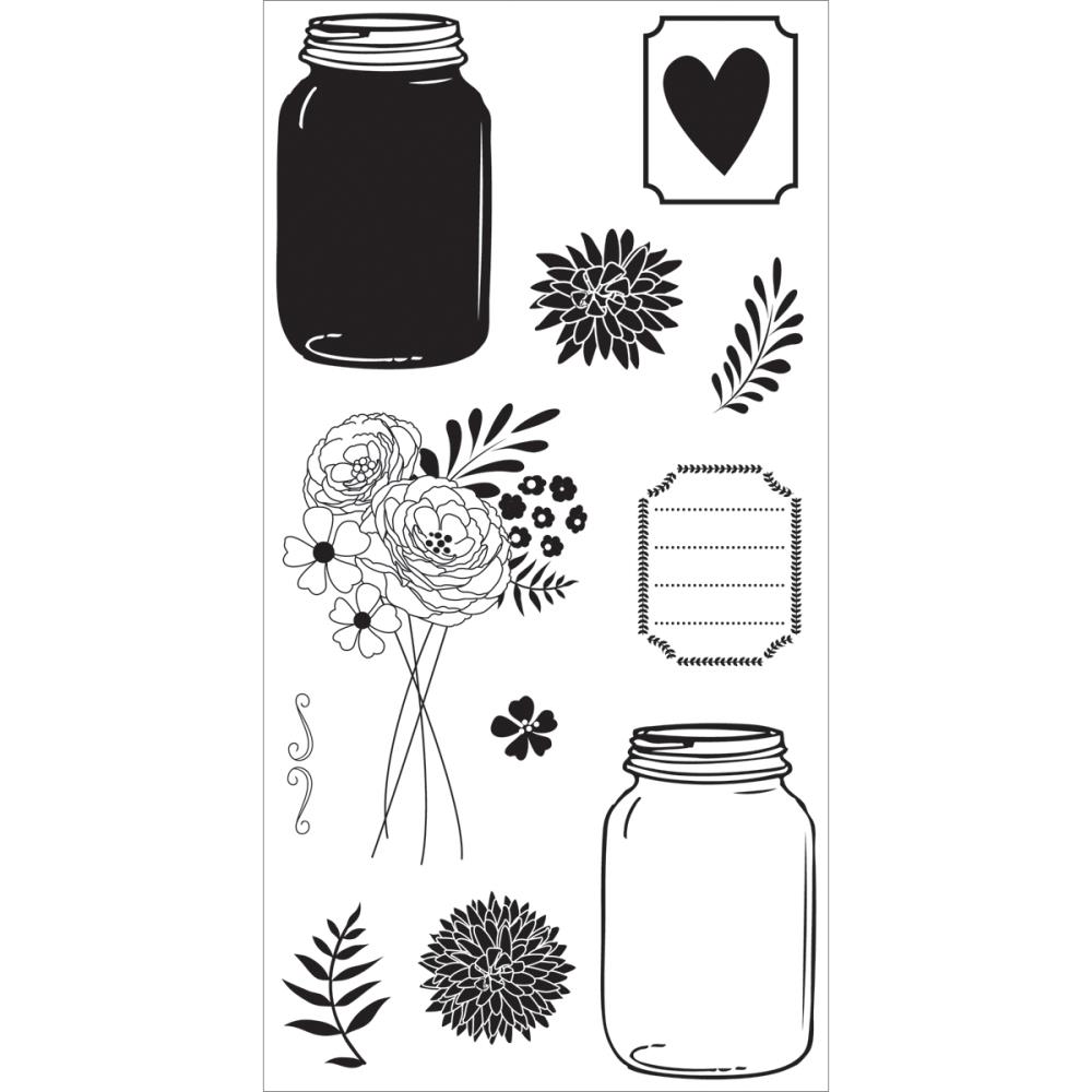 חותמות סיליקון-Mason Jar Florals