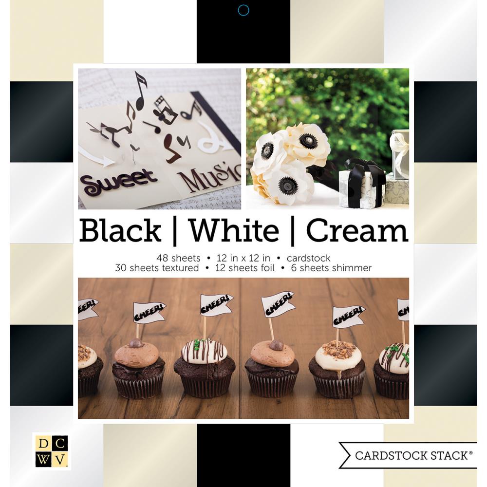 מארז דפי קארדסטוק- Black, White & Cream