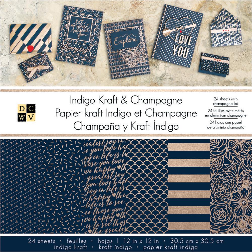 מארז דפי קארדסטוק-Indigo Kraft & Champagne