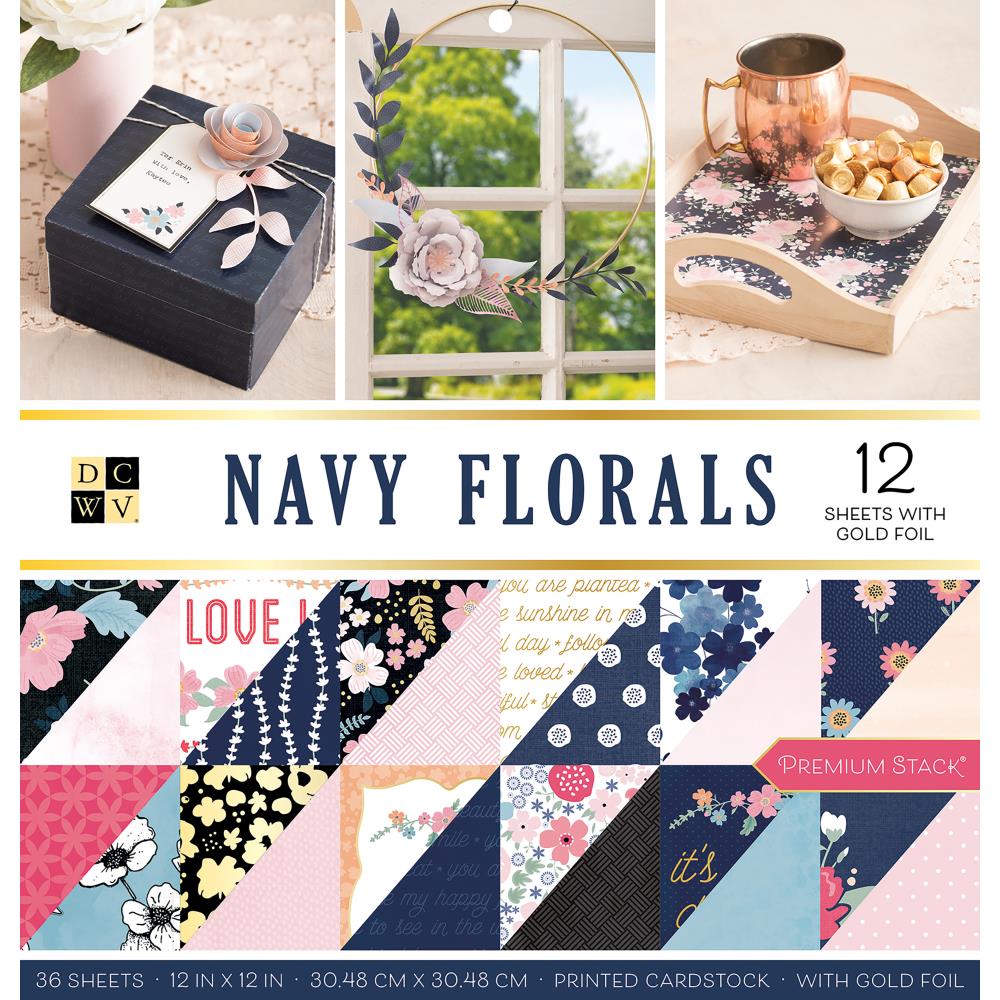 מארז דפי קארדסטוק-Navy Floral