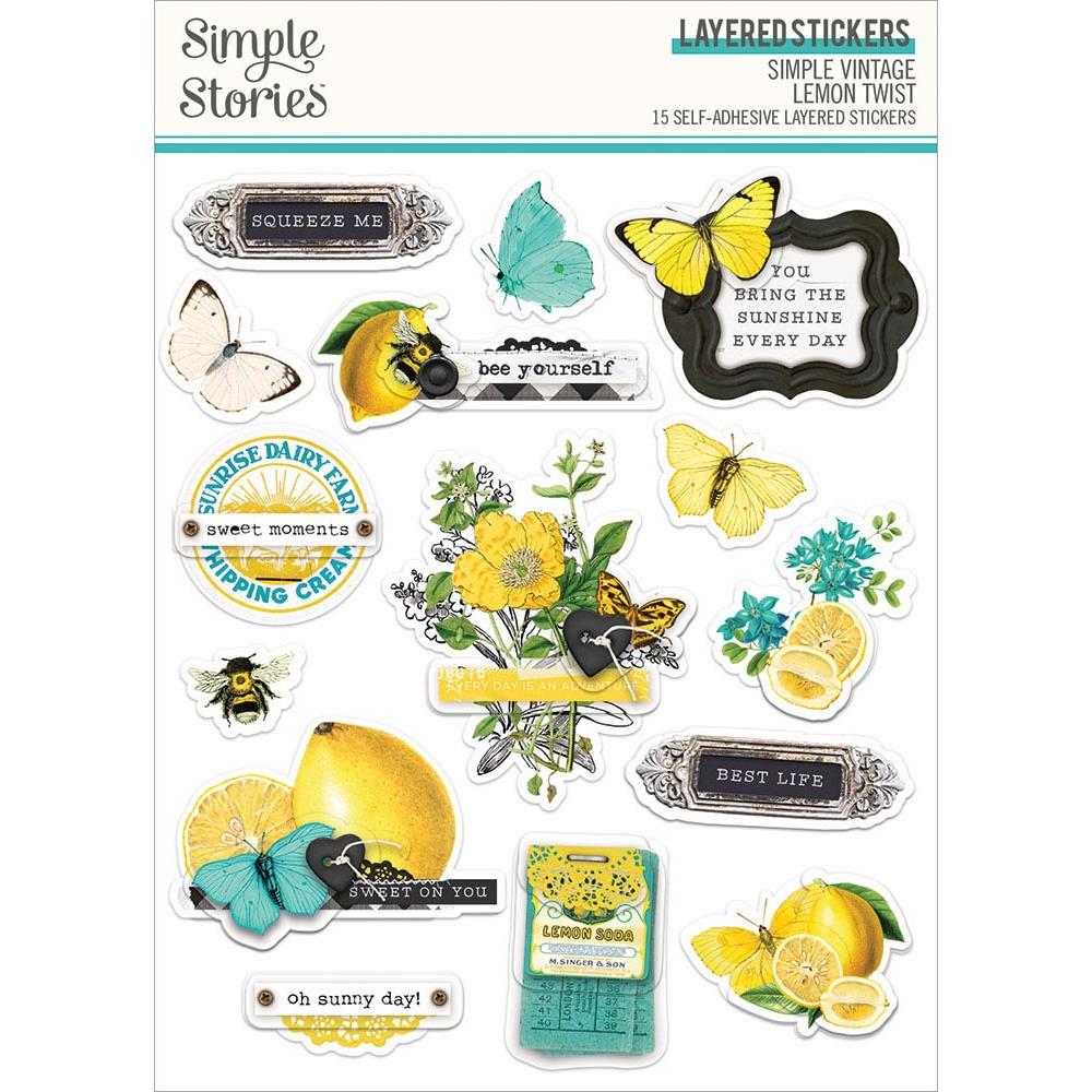 Simple Vintage Lemon Twist Layered Stickers